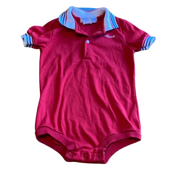 Vintage OshKosh B'Gosh Baby Boy Sz 24 Months 80s Snapsuit Red One Piece Bodysuit - Picture 1 of 9